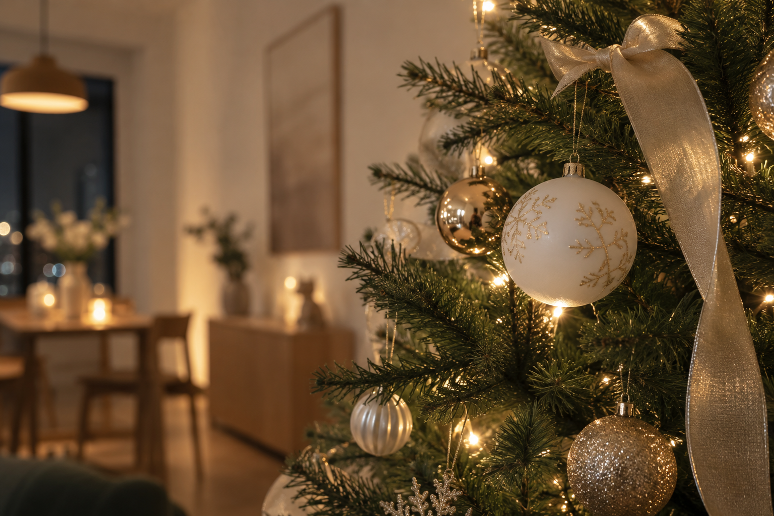 Phối màu tran trí Noel cho phòng khách căn hộ nhỏ