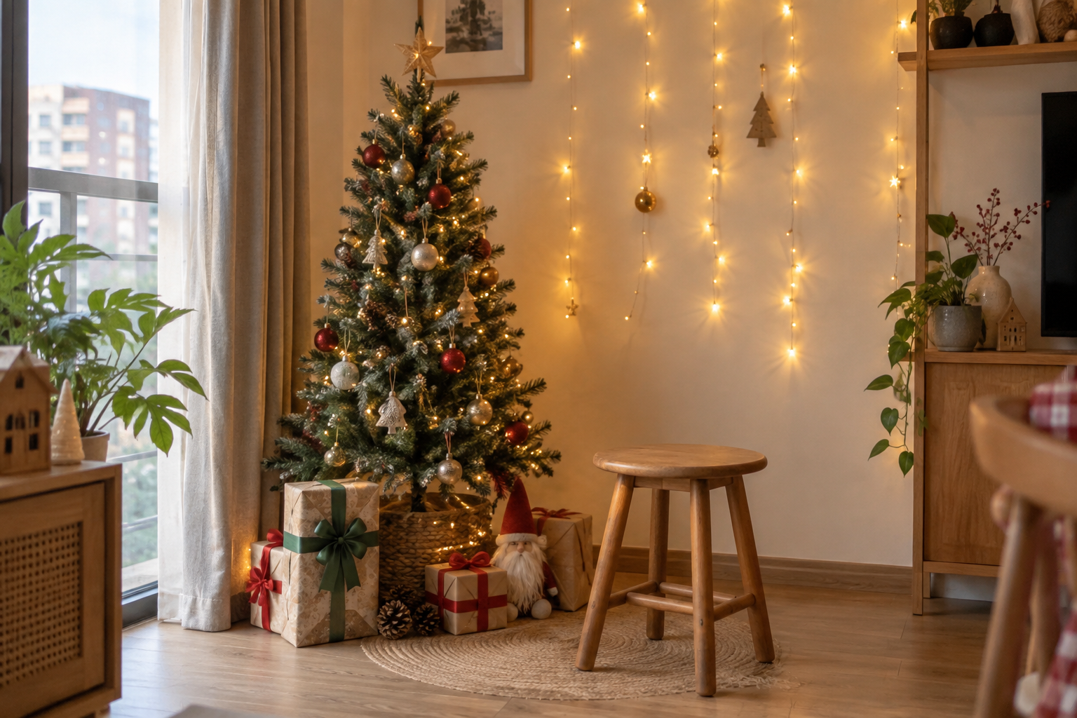 Góc check-in Noel nhỏ gọn căn hộ chung cư