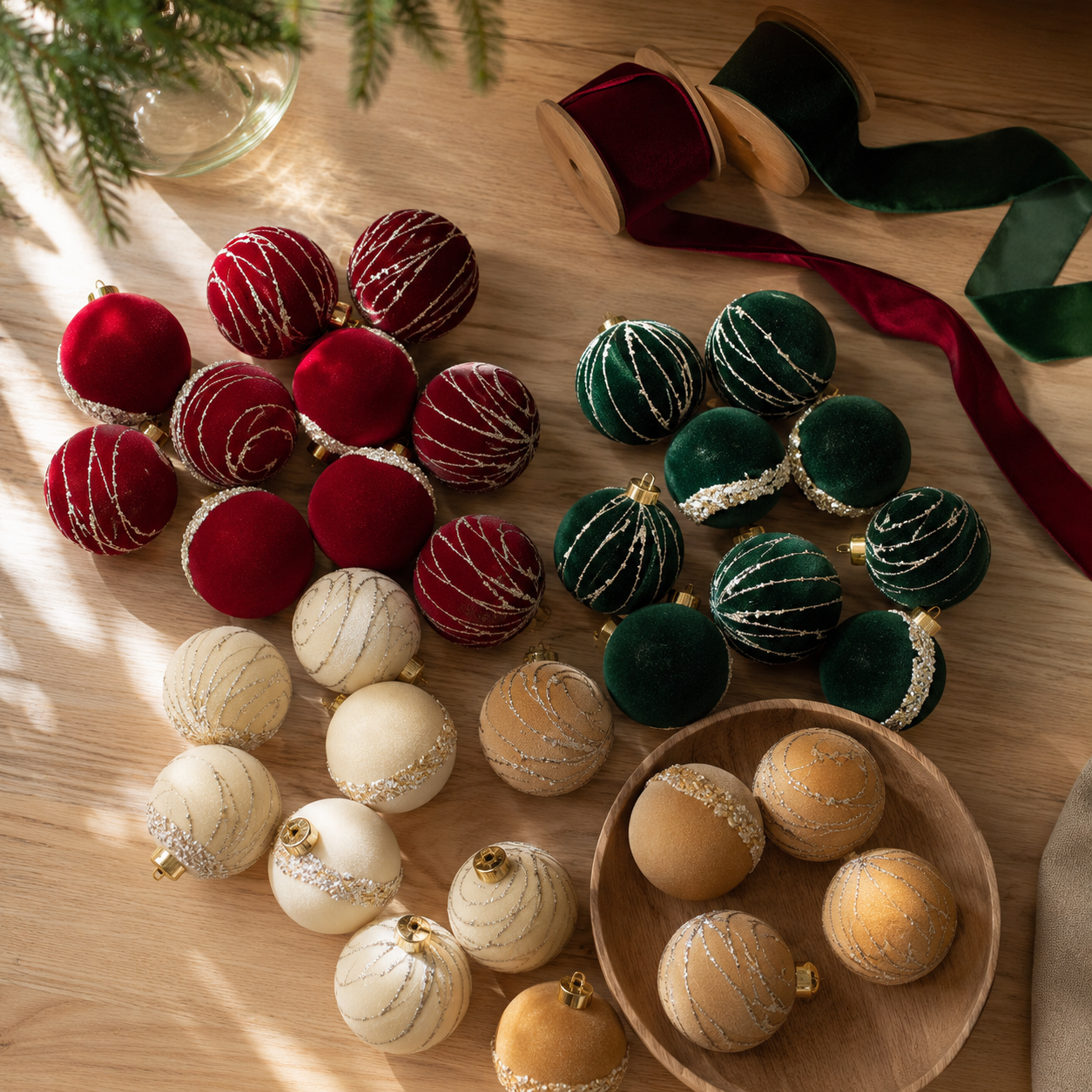 Bảng phối màu quả châu Noel cho quán cà phê