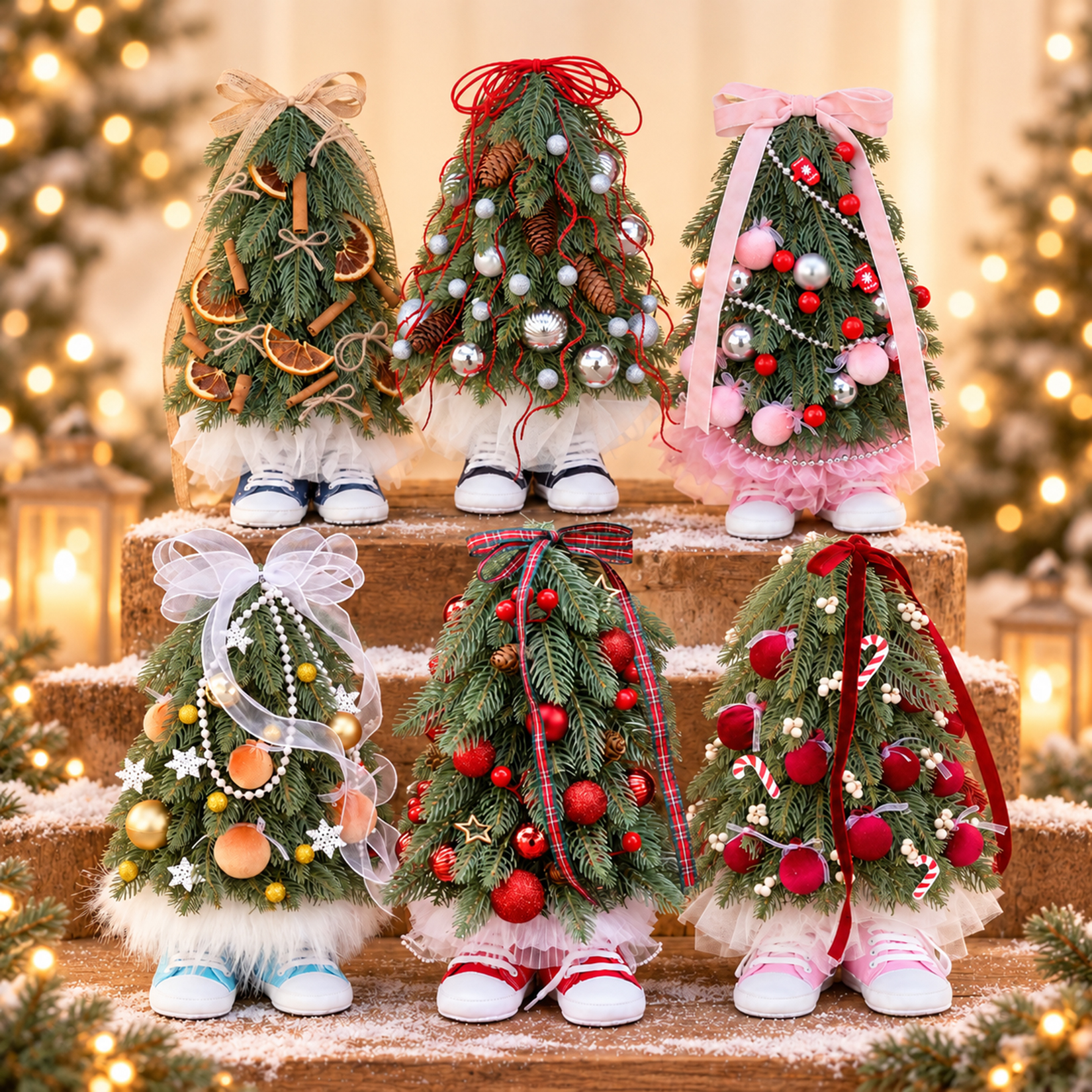 Cây Thông Đi Giày Trang Trí Noel 40cm - Cây Thông Mini Để Bàn Decor Giáng Sinh Dễ Thương