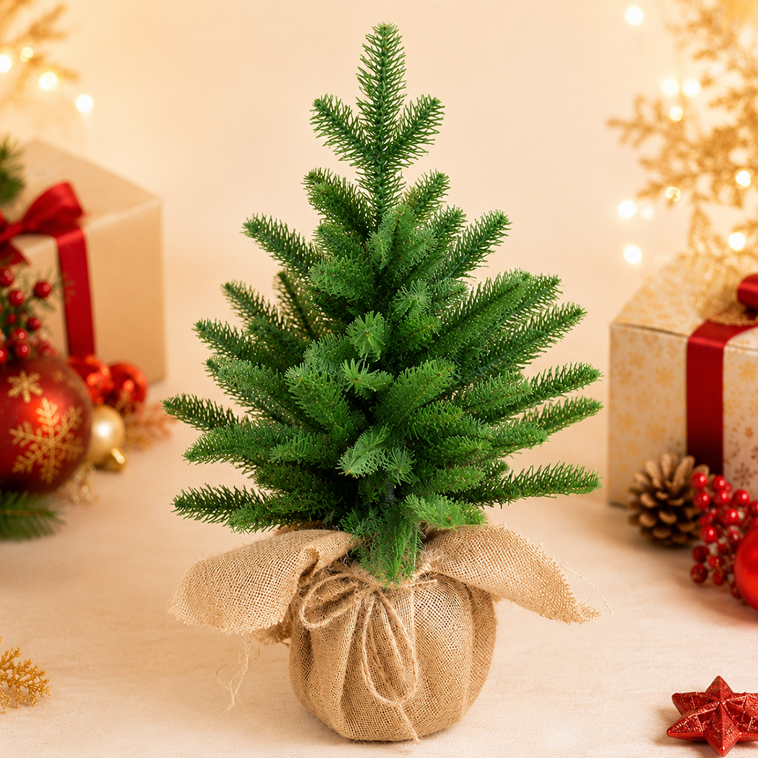 Cây Thông Noel Nhí PE Cao 60cm C35 - C36 Chân Bọc Vải Bố Trang Trí Bàn Làm Việc, Decor Giáng Sinh Cao Cấp