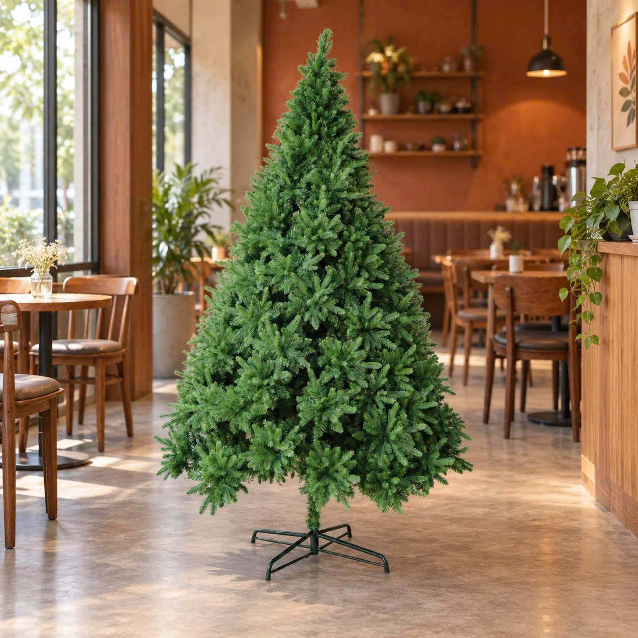 Cây Thông Xanh Mix Lá PVC Và PE C22 Lá Nhọn cao loại tán dày rậm Cây Thông Trang Trí Noel