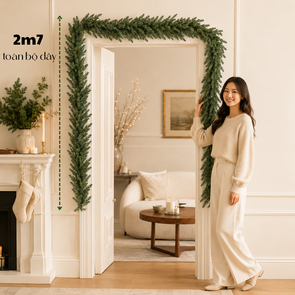 Nhánh Lá Thông Full PE Lá Kim KCS51 2.7M Trang Trí Noel Giáng Sinh