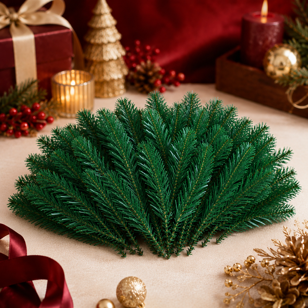 Set 50 Nhánh Lá Thông Đầu Nhọn PVC Trang Trí Noel 18cm, 28cm